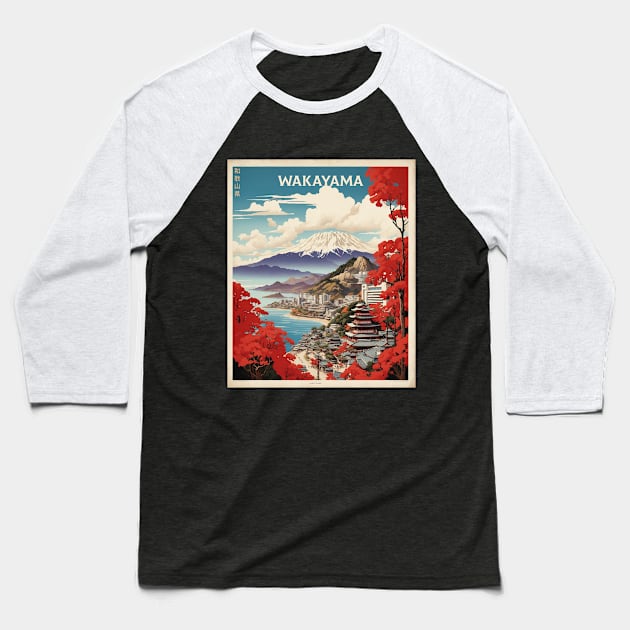 Wakayama Japan Travel Vintage Tourism Poster Baseball T-Shirt by TravelersGems